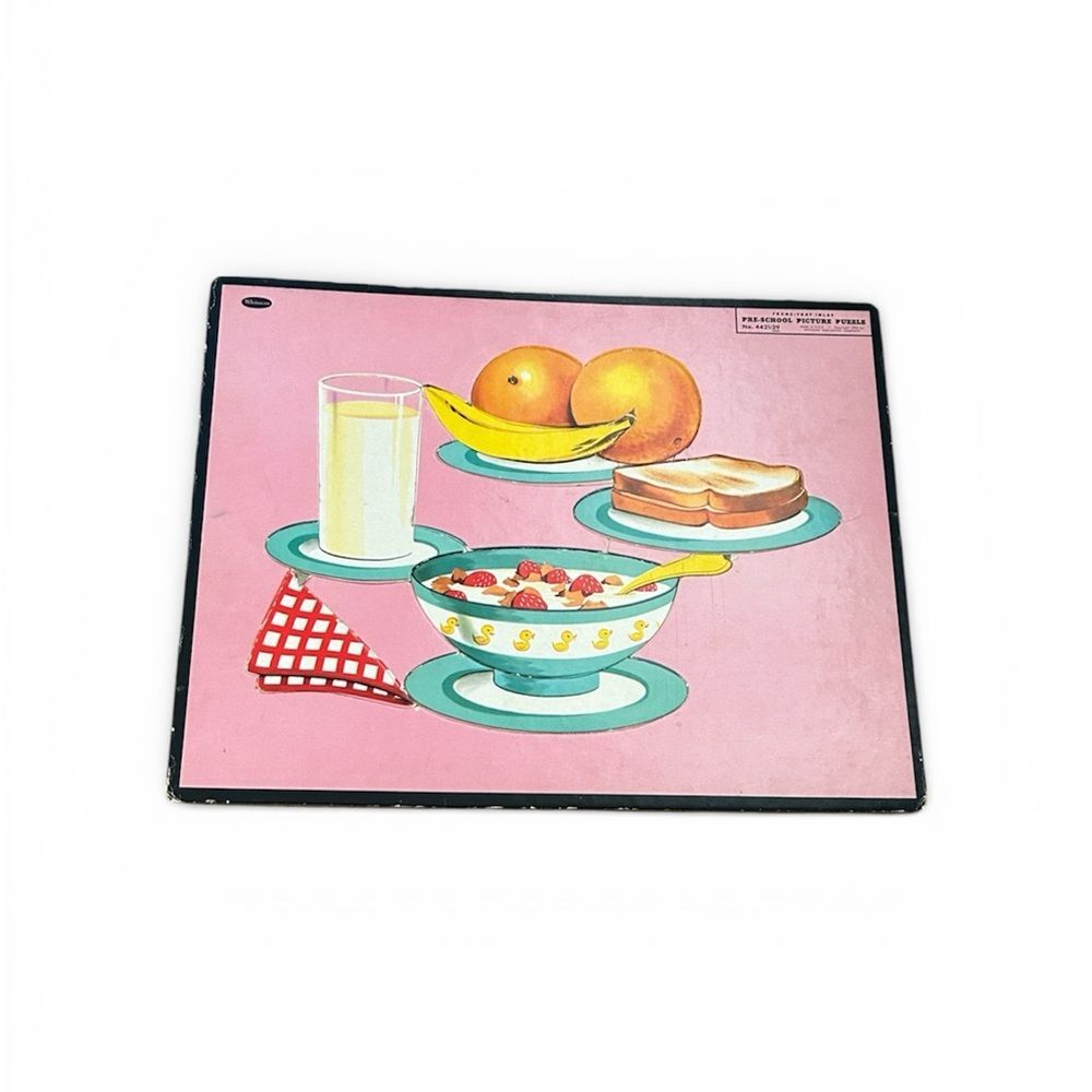Vintage Whitman 50s Pink Healthy Breakfast Illustration Puzzle